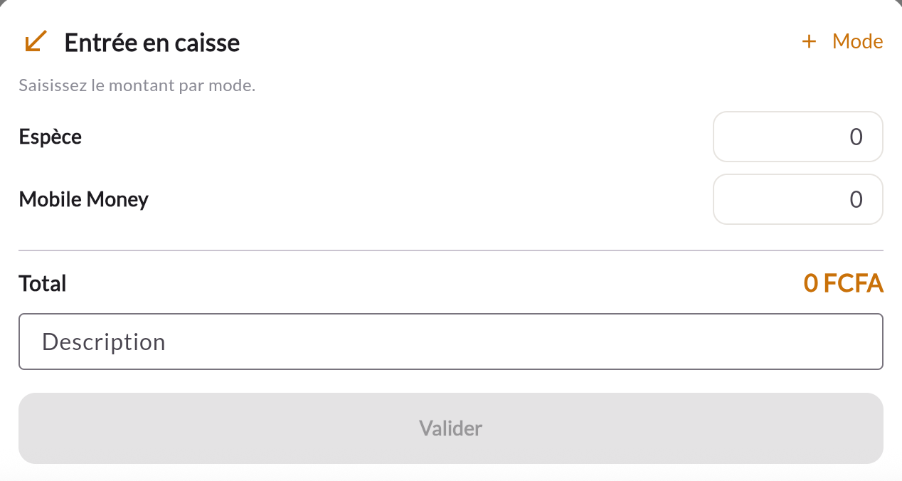 Entrée en caisse