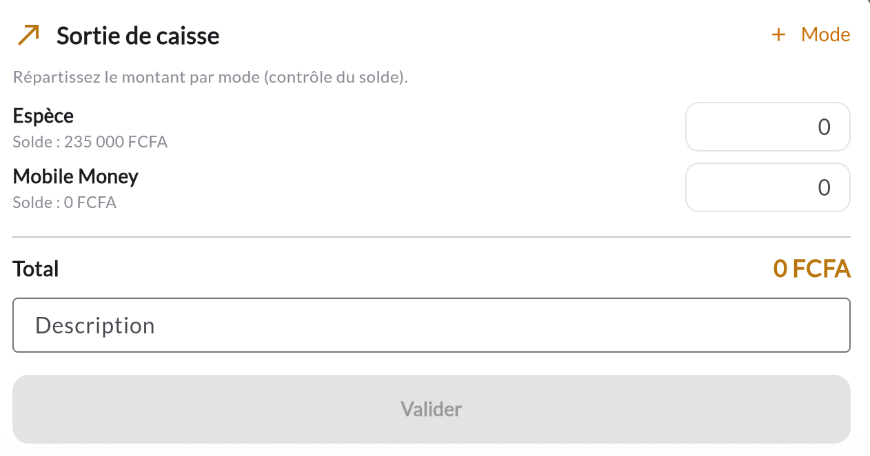 Sortie de caisse