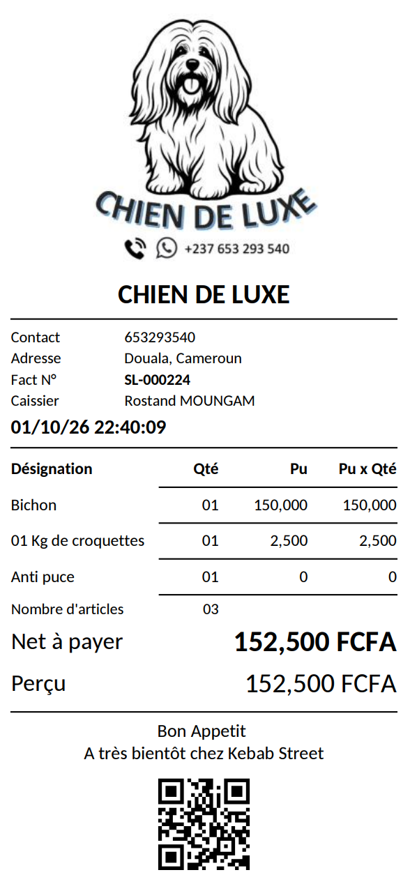 Reçu ContrALL avec logo et QR code